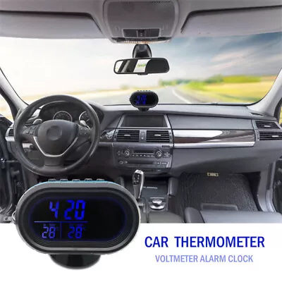 Car Digital LCD Auto Car Temperature Thermometer & Clock Voltage Meter Monitor • $20.99