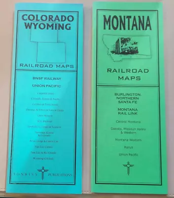 Pair Of Sonrisa Railroad Maps Colorado/Wyoming (2006) + Montana (2002) • $14.99