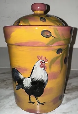 LESAL Ceramic Hand Painted Rooster Cookie Jar Lisa Lindberg Van Nortwick SIGNED • $49