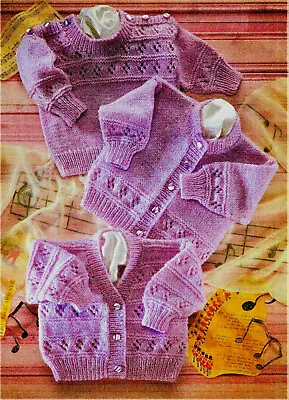 £3 • Buy Baby Knitting Pattern For Sweater & Cardigans In Dk To Fit 16-22''  B8