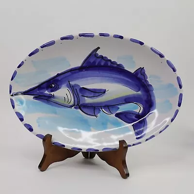 VIETRI Italy Fish Swordfish Oval Stoneware Appetizer Dish Or Wall Hanging Plate • $33.17