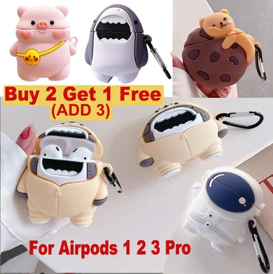 For Airpods 1 2 3rd Pro Earphone Shockproof Silicon Case Cartoon Cover Keychain • $4.36