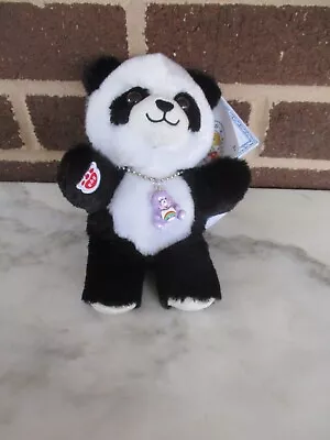 Build-A-Bear Mini Beans  Hugs  Panda Bear 6 Tall Purple Care Bear Charm Necklace • $20.95
