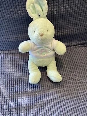 Little Wonders Funny Bunny Rabbit Plush Rattle Wearing Sweater 8  Spring Green • $2.55