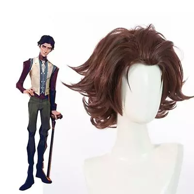LOL Arcane Viktor Cospaly Wigs Men Dark Brown Short Curly Synthetic Party Hair • $10.22
