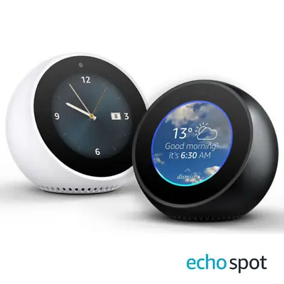 Amazon Echo Spot Smart Speaker Assistant Alexa Clock W/ Screen - Black Or White • £54.95