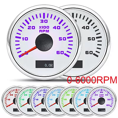 2'' 52mm Boat Tachometer 0-6000 RPM Marine Tacho Meter Gauge With LCD Hourmeter • $27.35