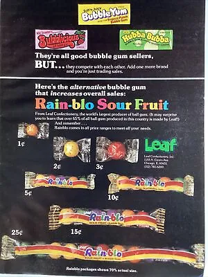 Rain-blo Candy Print Ad Original Vintage 1981 Rare VHTF Hubba Yum Bubblicious IL • $19.07