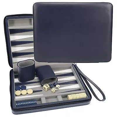 WE Games Magnetic Backgammon Set Leatherette Case Carrying Strap - Travel Size • $47.99