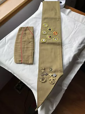 Vintage 1930s Boy Scout Sash & Cap. 7 Badges & 9 Pins.  • $159