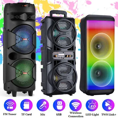 6000W Portable Bluetooth Speaker Dual 8  Subwoofer Heavy Bass Sound System Party • £32.99
