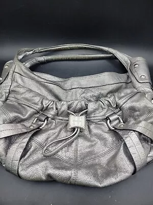 B Makowsky Metallic Silver Pewter Soft Leather Shoulder Hand Bag Purse Tote • $45