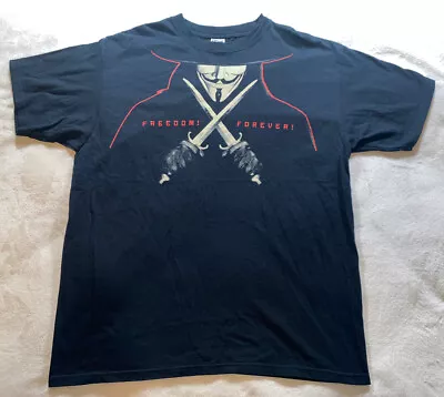 $75 • Buy V For Vendetta Tshirt 2006 Movie Promo Shirt Comic Double Sided Size XL