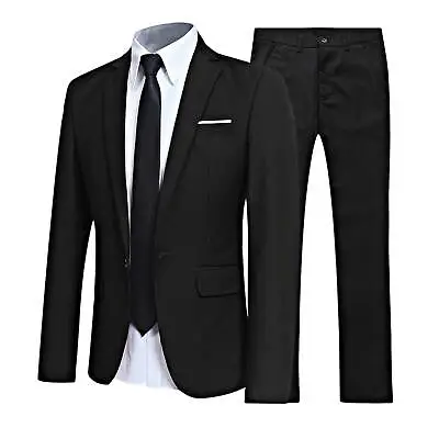 FEESHOW Mens Slim Fit 2-Piece Business Wedding Prom Suit Jacket Blazer Pants Set • $31.36