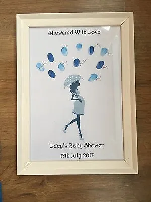 £5.99 • Buy Personalised Baby Shower With Love Game Guestbook Fingerprint Print With Ink Pad