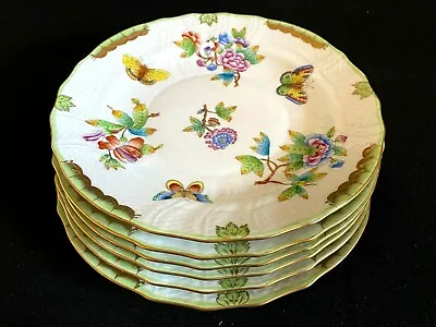 HEREND PORCELAIN HANDPAINTED QUEEN VICTORIA APPETIZER PLATES 1522/VBO (6pcs.) • $699.99