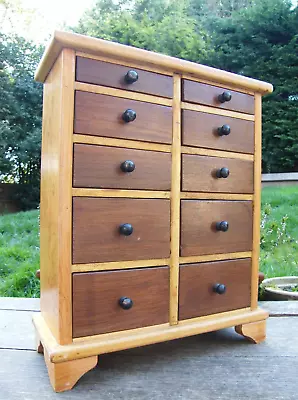 Pine 10 Drawer Collectors Watch Makers Cabinet Bank Of Drawers (free Post) #s3 • £135