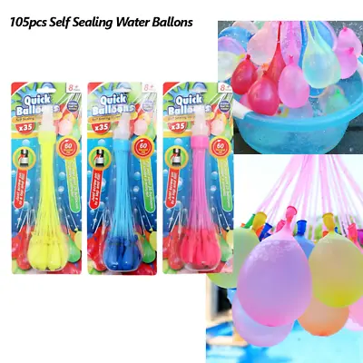$16.95 • Buy 105 Ballons Quick Water Balloon Self Sealing Water Bomb Summer Party Kid Fun Toy