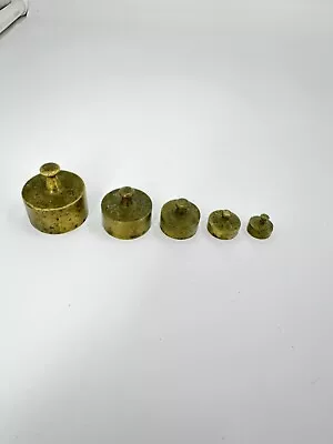 Antique Solid Brass 5 Pieces Gram Graduated 10g 20g 50g 100g & 200g Weight Set • $66