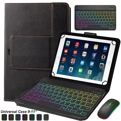 For IPad 7/8/9th 10th Gen Air 3 4 5 Pro 11 Universal Backlit Keyboard Case Mouse • £12.99