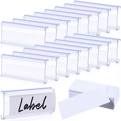 100 Pcs Clear Plastic Wire Shelf Label Holders For Storage Bins Baskets Labels • $34.99