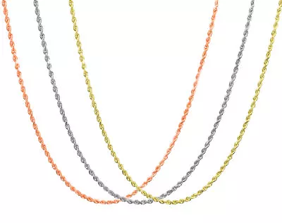 14K & 14K Rose White Yellow Gold 1.5mm-2.5mm Rope Chain Necklace 14 - 30  Hollow • $121.99