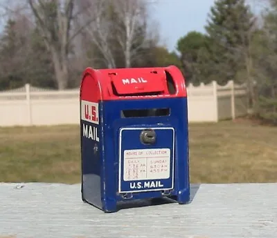 Vtg Tin Mini Metal U.S. Post Office Letter Drop Box Bank 1st Class Mail Box Old • $14.95