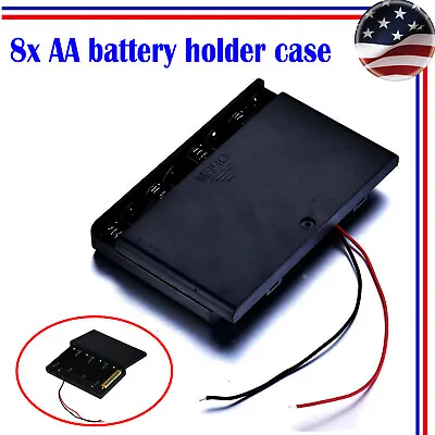 8 X AA Battery Holder Connector Storage Case Box ON OFF Switch With Lead Wire • $10.49