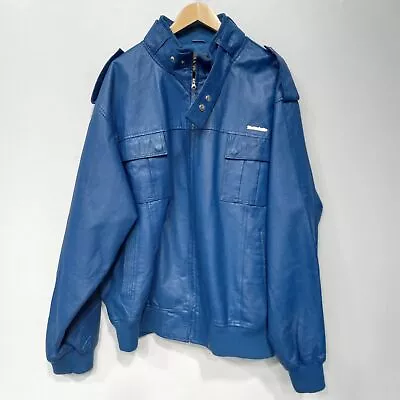 Vintage Live Mechanics Blue Perforated Leather Jacket Men's Size 4XL • $9.99