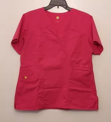 Wonder Wink Scrub Top Shirt Hot Pink Women's Size Large Multiple Pockets Medical • $8