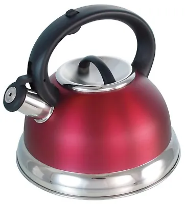 £22.95 • Buy Buckingham Stainless Steel Stove Top Induction Gas Whistling Kettle 3 L - Red