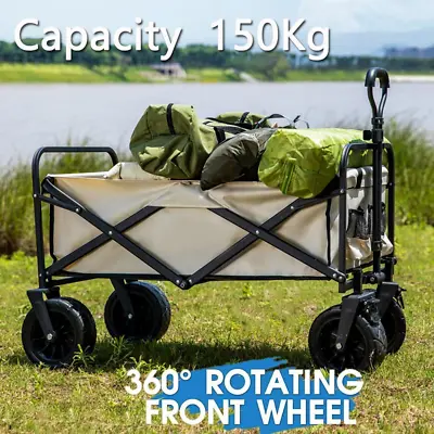 Heavy Duty Collapsible Wagon Cart Outdoor Folding Utility Camping Garden Wheels • $109.90