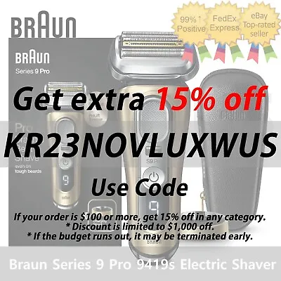 Braun Series 9 Pro 9419s Cordless Electric Shaver Wet&Dry - Tracking • $469.30
