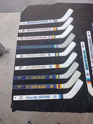 12 Vintage 1990s NHL Mini Hockey Sticks 17.5  Plastic Inglasco Collectible • $128.88