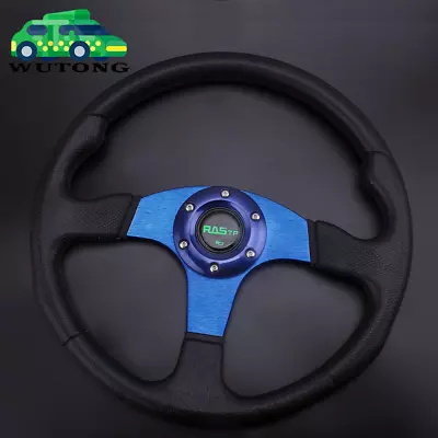 Universal 14  350mm Racing Drifting Steering Wheel 6 Bolt Aluminum Spokes Blue • $29.88