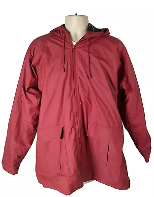 Misty Harbor Rain Jacket Flannel Insulated Zip Up Hood Pocket Coat Mens Slicker • $21.99