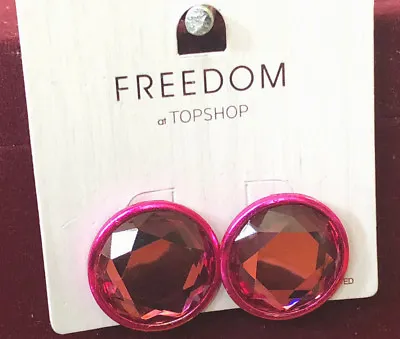 £5.53 • Buy Earrings Hot Pink Circle Gem TOPSHOP Freedom New Jewellery RRP £9