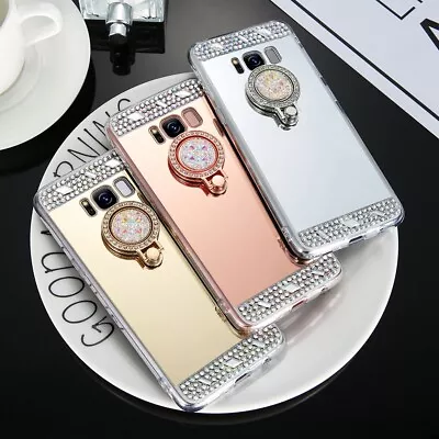 Bling Diamonds Crystals Ring Holder Stand Mirror Cases Covers For Huawei Phone 2 • £9.59