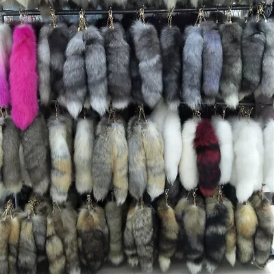 Wholesale 16 -18  Real Fox Fur Tail Keychain Bag Pendant Cosplay Toys Bag Charm • $7.90