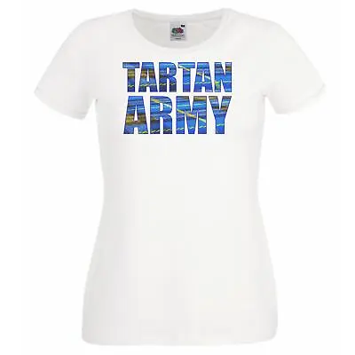 Tartan Army Hen Party Scotch Scottish Scotland Supporters Lady Fit White T Shirt • £10.16