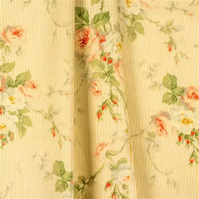 6 Drapes European Floral Delicate  Pale Wheat Cotton/Rayon IMPORTED FROM FRANCE • $749