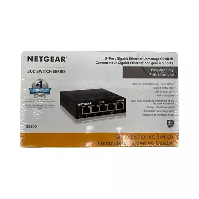 NETGEAR 5-Port Gigabit Ethernet Unmanaged Switch (GS305) Plug & Play NEW SEALED • $19.54