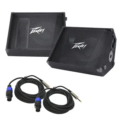 (2) Peavey PV 12M Pro Passive 12  Stage Monitor Speaker & 1/4  To Speakon Cables • $599.98