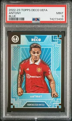 Topps Deco 22-23 Antony Man Utd Blue 28/49 Psa 9 • £10