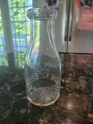 Woodside Farm BR Keeney Pint Glass Dairy Milk Bottle So MANCHESTER CT CONN • $26