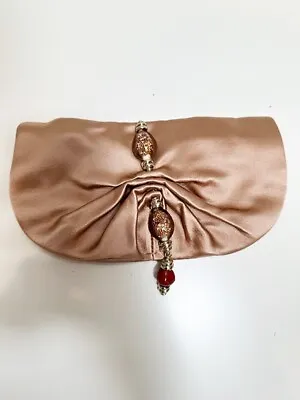 Designer Yves Saint Laurent VTG Pink Silk Satin Shell & Bead Women's Vintage Bag • $500