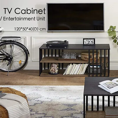 $99.95 • Buy TV Cabinet Entertainment Unit Stand 120cm Fits Up To 55” TV Wood Metal TV Cons