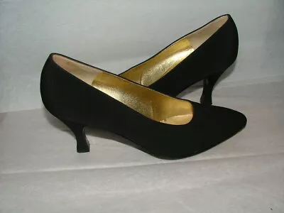 Womens Bruno Magli Heel Size 9 Aa Black Fabric Leather Made In Italy #325 • $64.99
