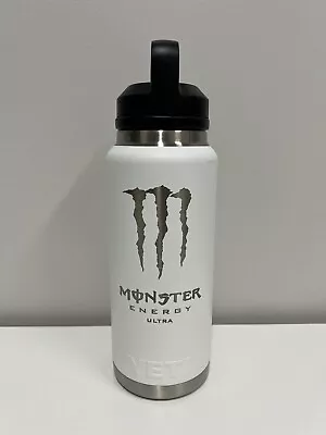 White YETI MONSTER ENERGY ULTRA 36oz Rambler With Chug Cap - SCUFFS & SCRATCHES • $99.99