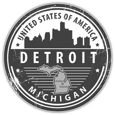 Detroit City Michigan USA State Vintage Emblem Car Bumper Sticker Decal  SIZES  • $3.75